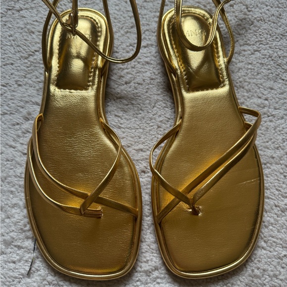 Mango Gold Strappy Flat Sandals - Picture 5 of 5